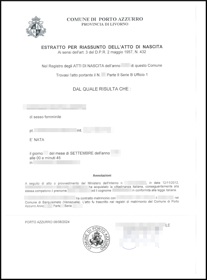 Certificato di nascita Online in un click