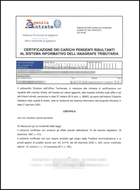 Certificato Carichi Pendenti Agenzia Delle Entrate Online