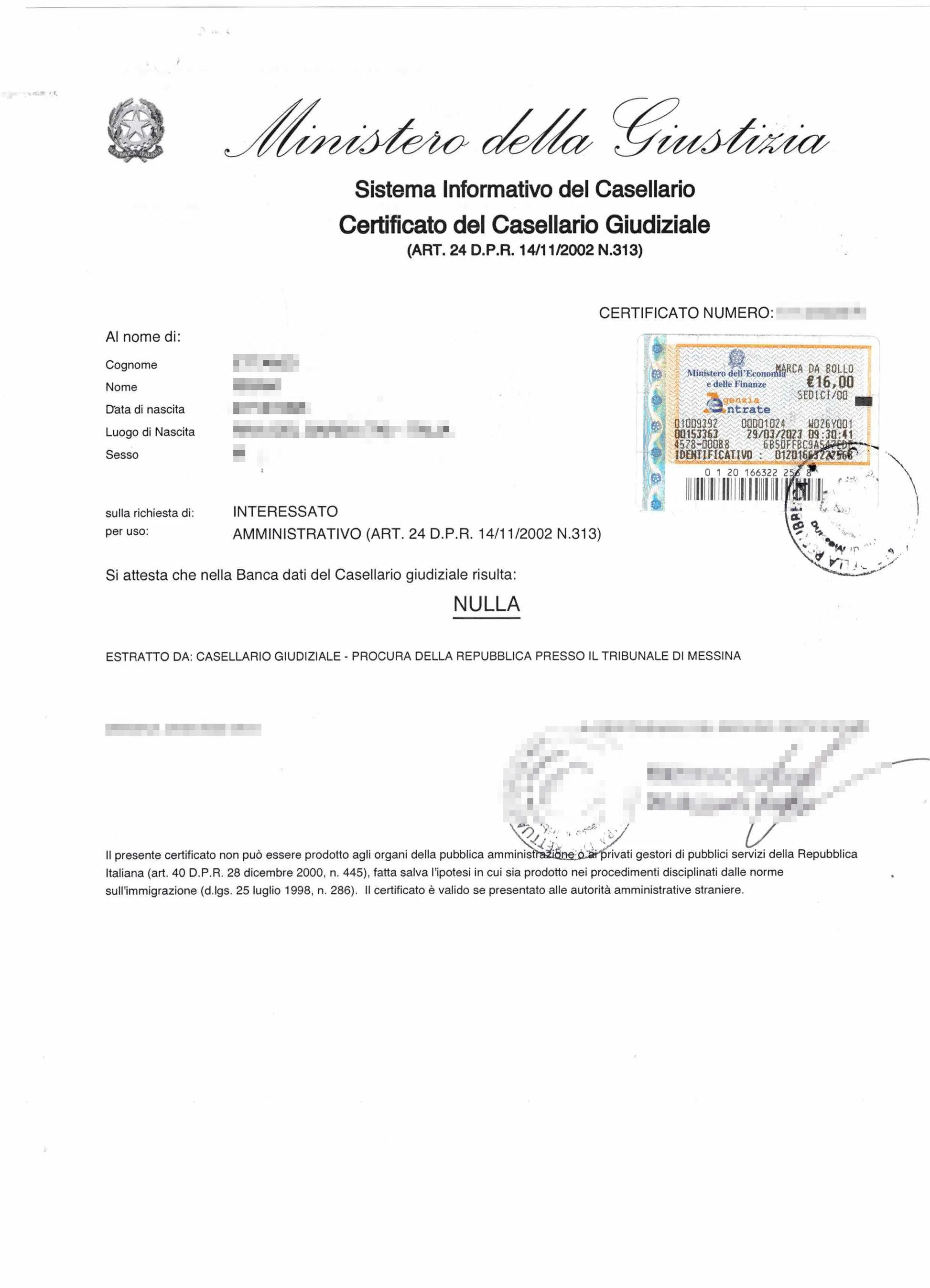 casellario giudiziale Online in un click