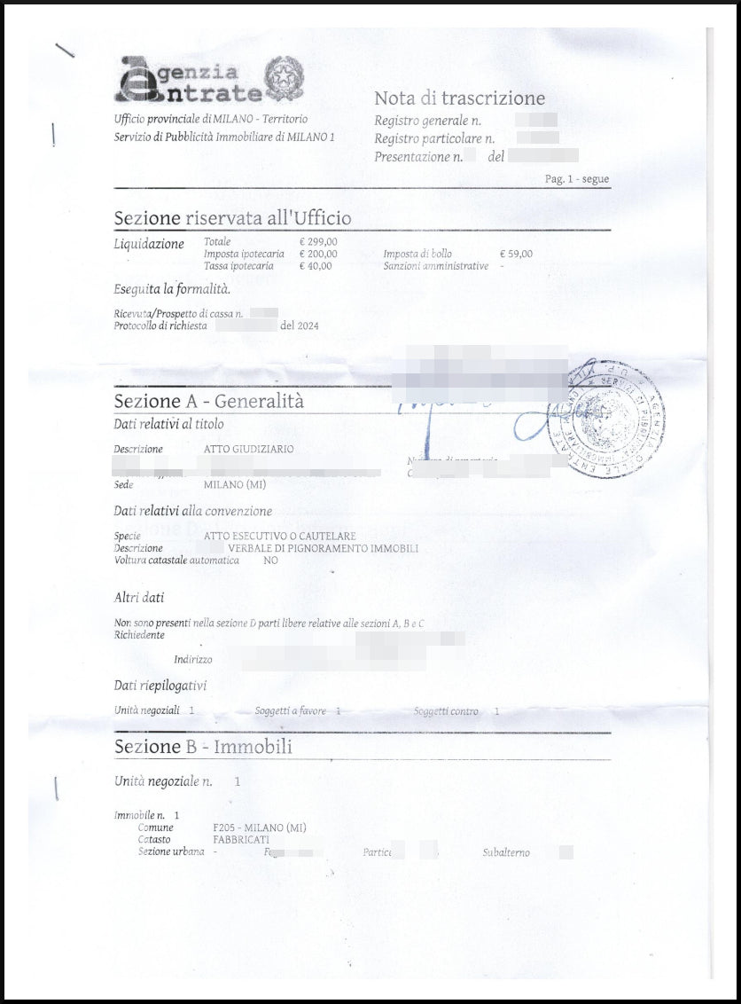 Trascrizione pignoramento immobiliare Online