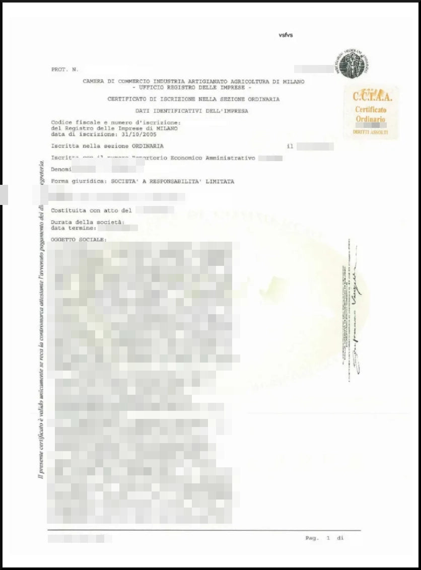 certificato camerale azienda online