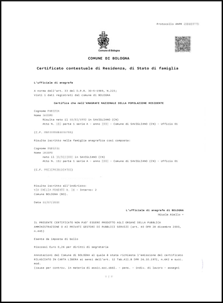 certificato contestuale Online